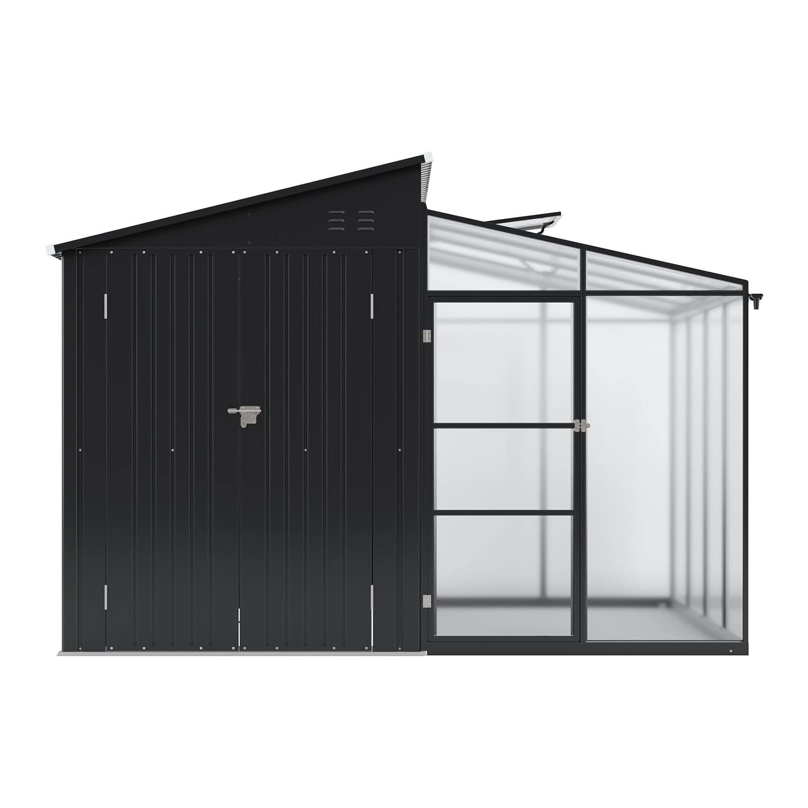 Metal Garden Shed & Greenhouse Combo with Acrylic Panels