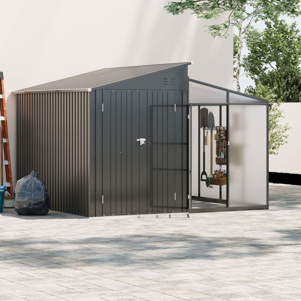 Metal Garden Shed & Greenhouse Combo with Acrylic Panels