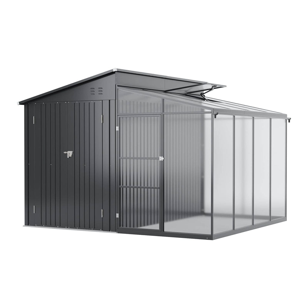 Metal Garden Shed & Greenhouse Combo with Acrylic Panels