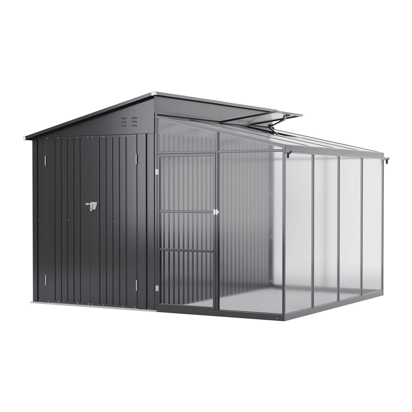 Metal Garden Shed & Greenhouse Combo with Acrylic Panels