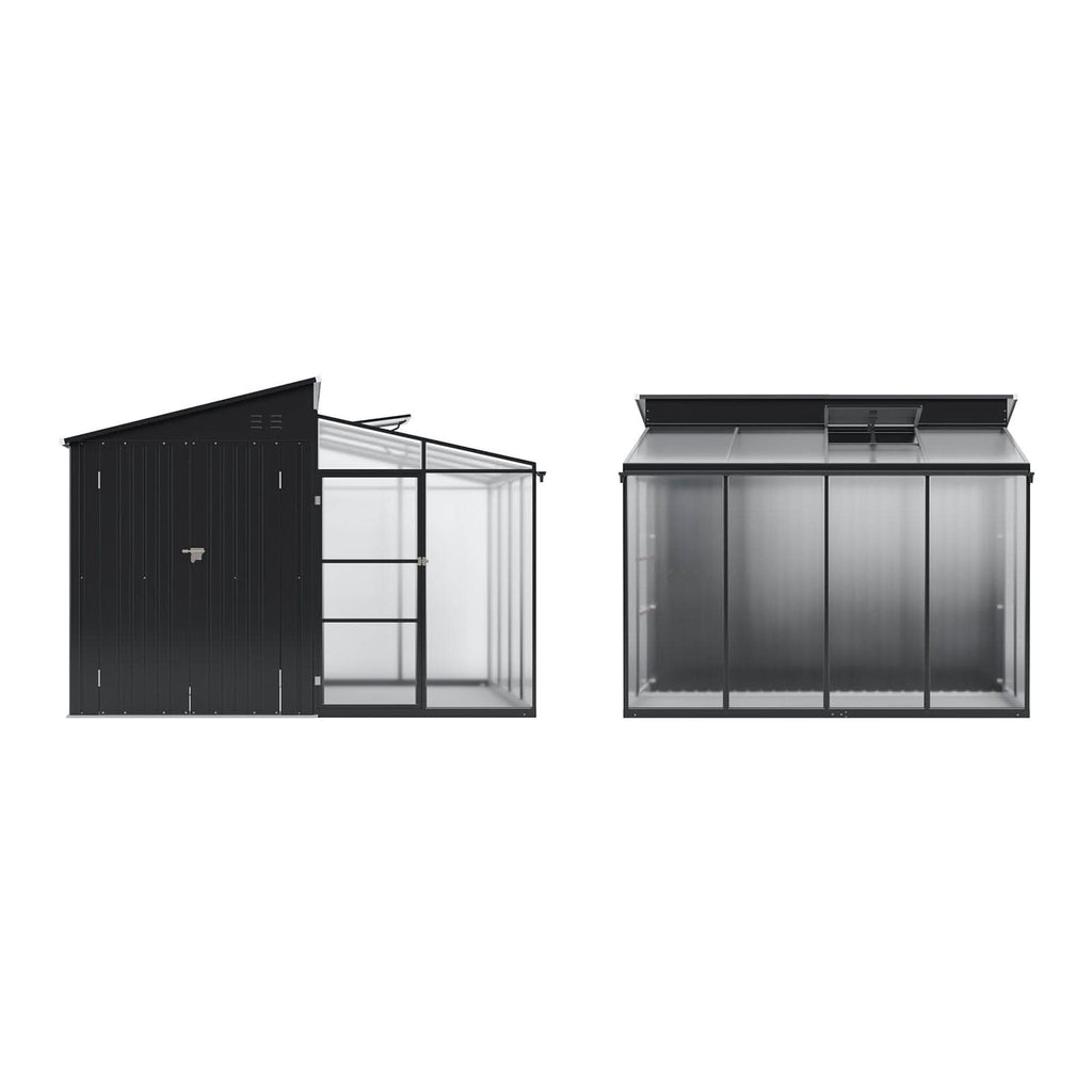 Metal Garden Shed & Greenhouse Combo with Acrylic Panels