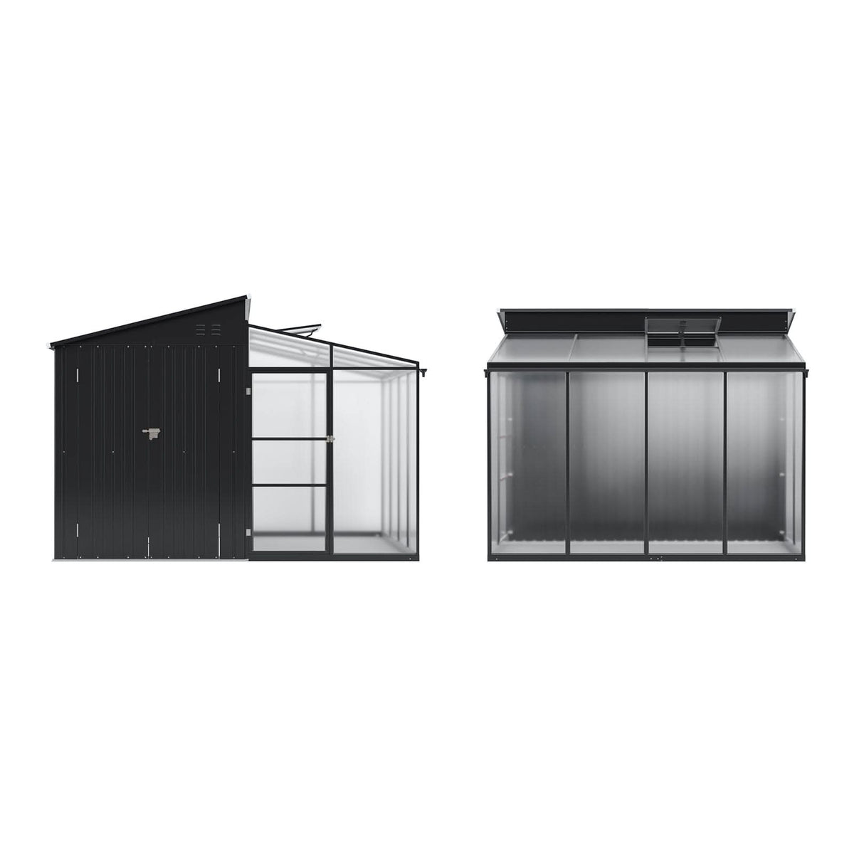 Metal Garden Shed & Greenhouse Combo with Acrylic Panels