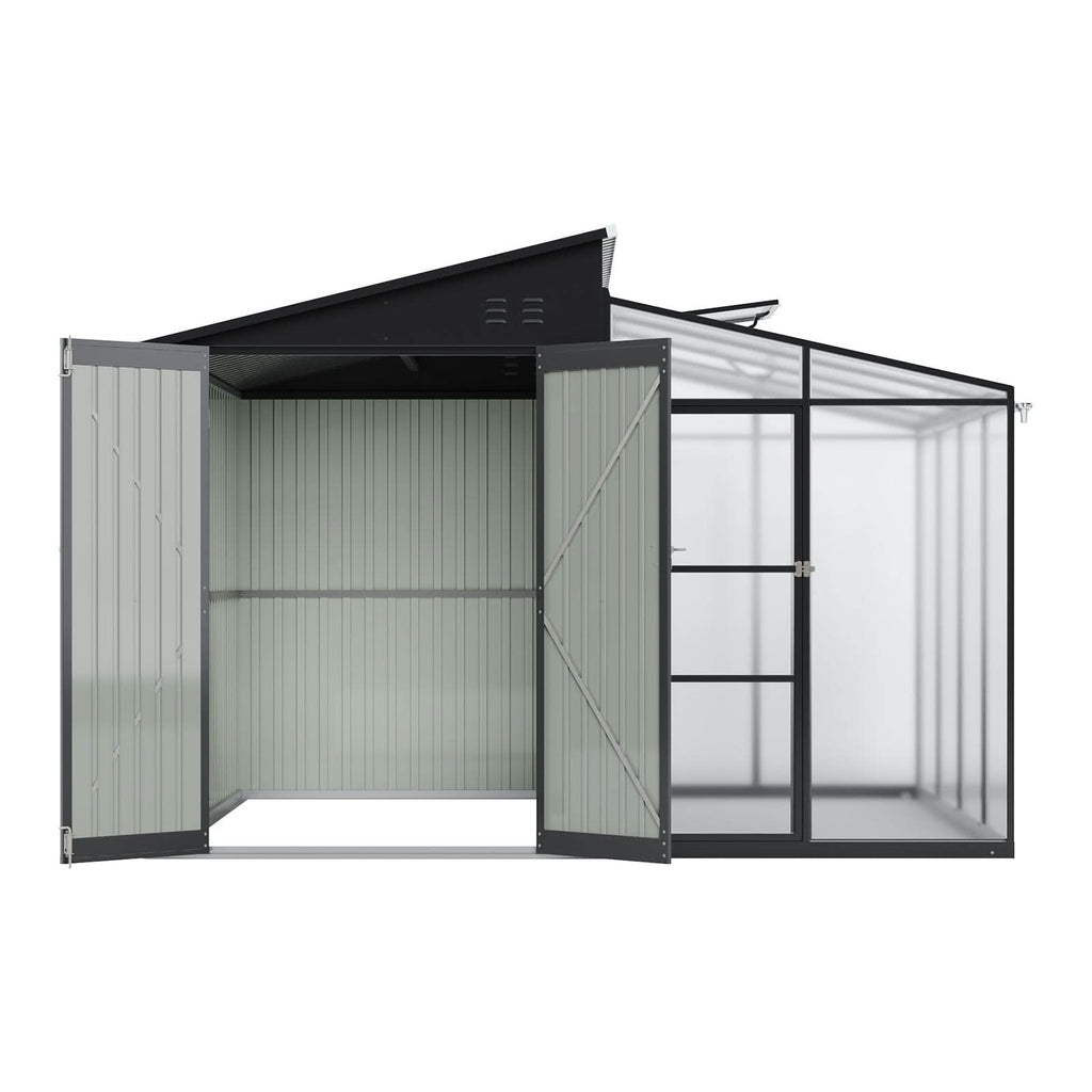 Metal Garden Shed & Greenhouse Combo with Acrylic Panels