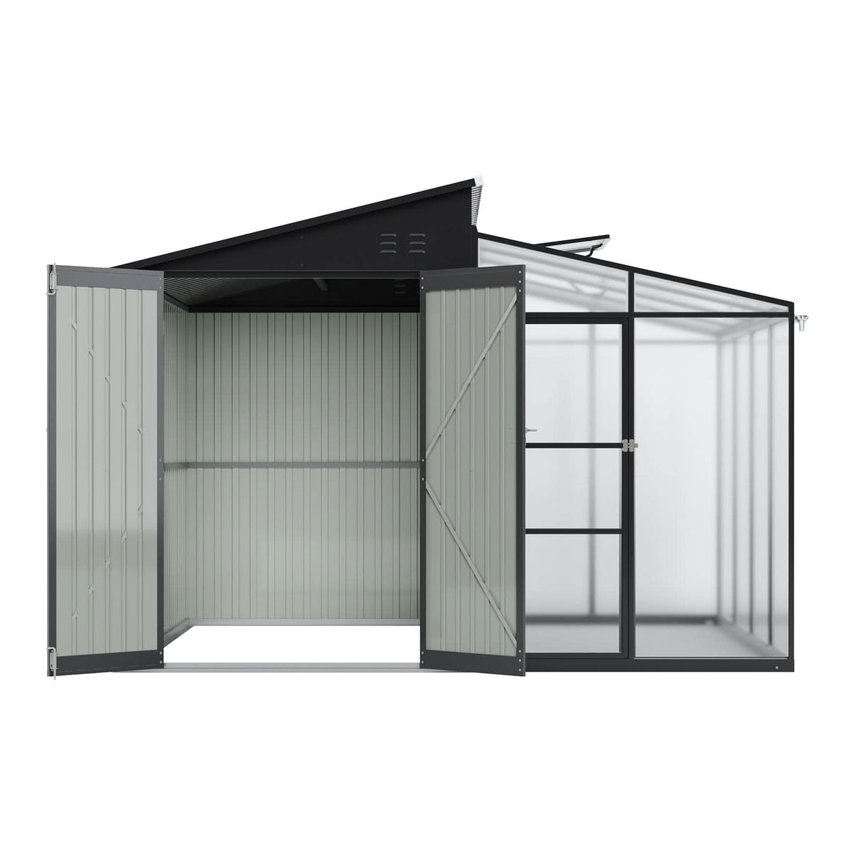 Metal Garden Shed & Greenhouse Combo with Acrylic Panels
