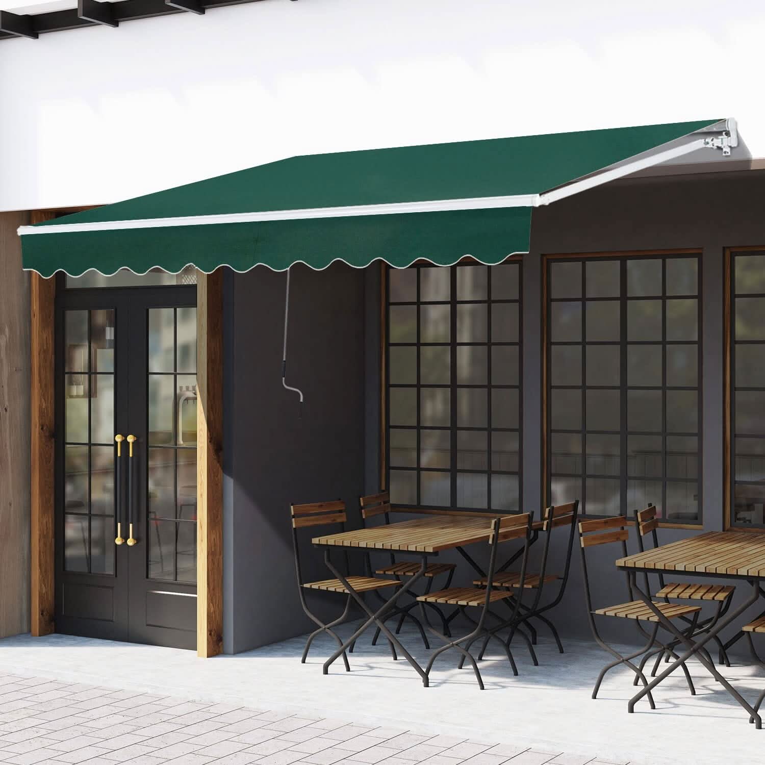 6ft/ 8ft/ 9ft/ 11ft/ 13ft Outdoor Retractable Patio Awning Canopy for Window and Door Green