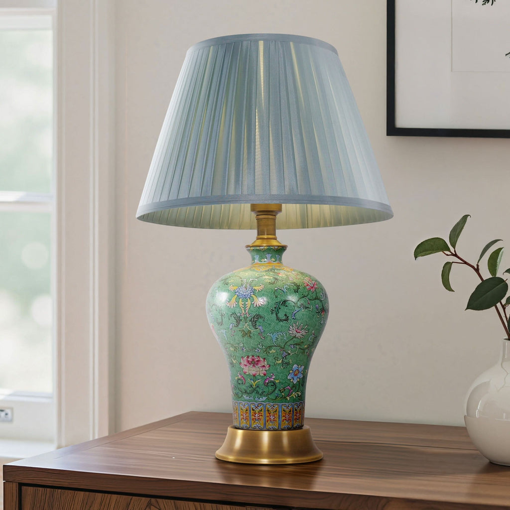 Lightsin Vibrant Ceramic Table Lamps for Living Room – Handcrafted Design with Warm Fabric Shade