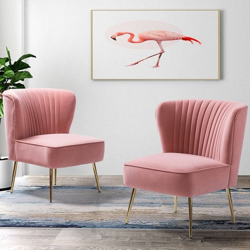 Velvet Cocktail Chairs Accent Chairs with Gold Legs