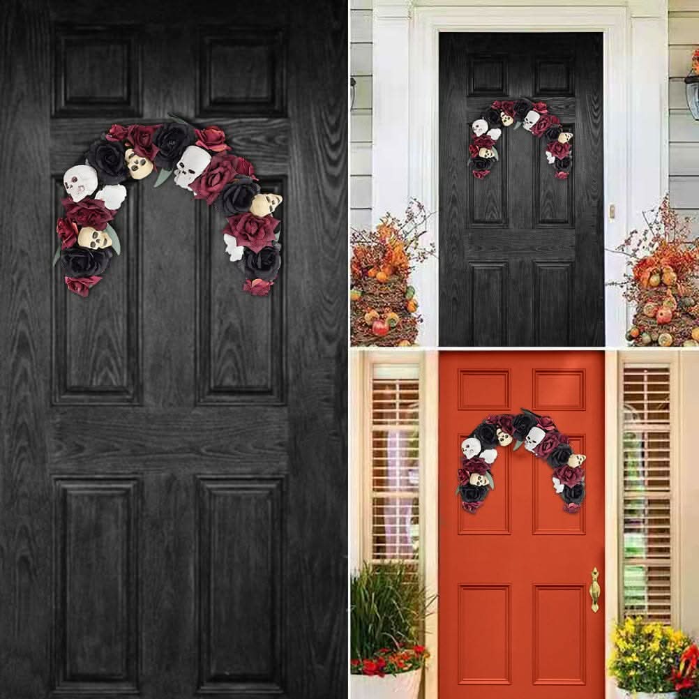 Scary Prelit Skull Halloween Arch Wreath Home Decoration