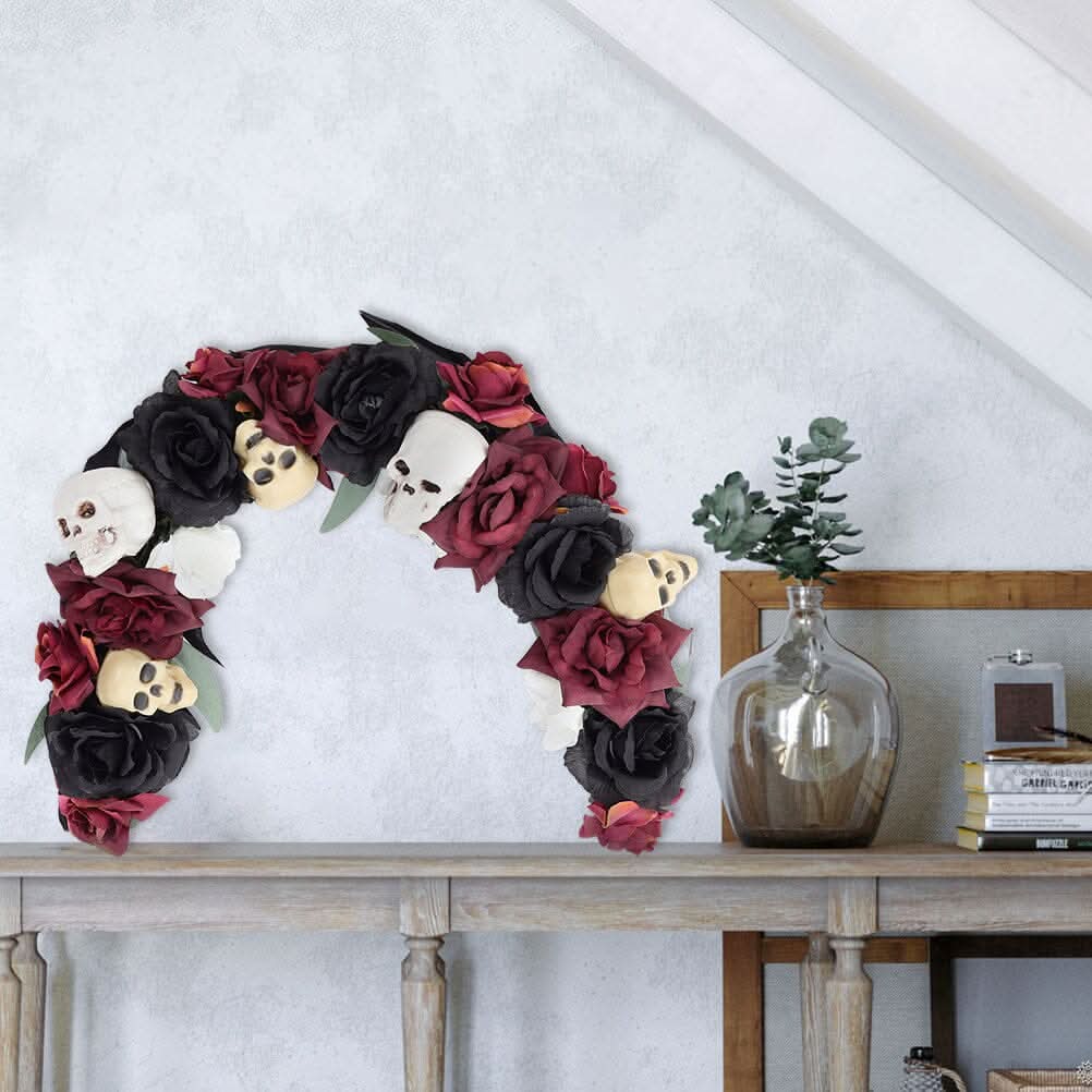 Scary Prelit Skull Halloween Arch Wreath Home Decoration