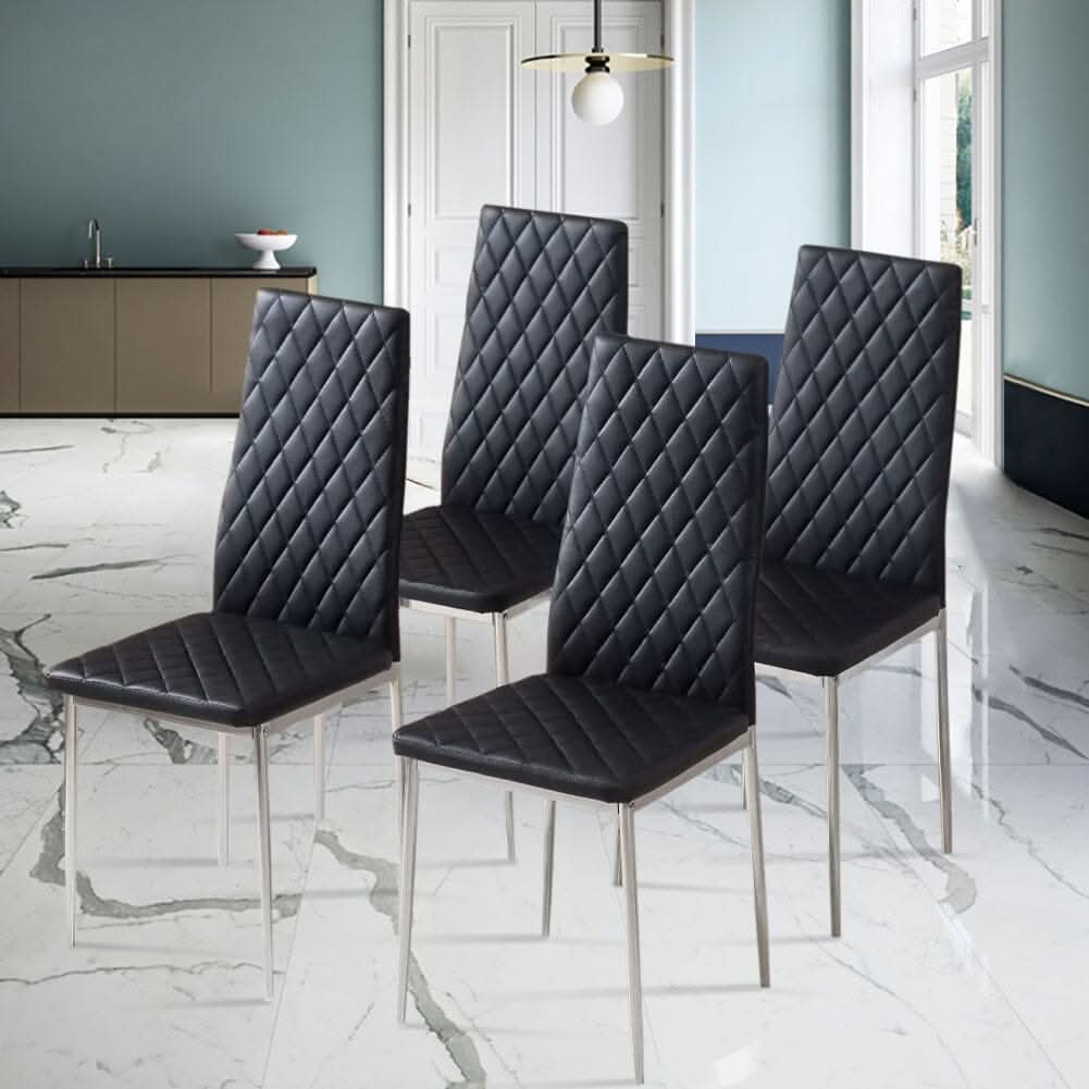Black/Grey/Beige PVC High Back Modern Dining Chairs Set of 2 / 4