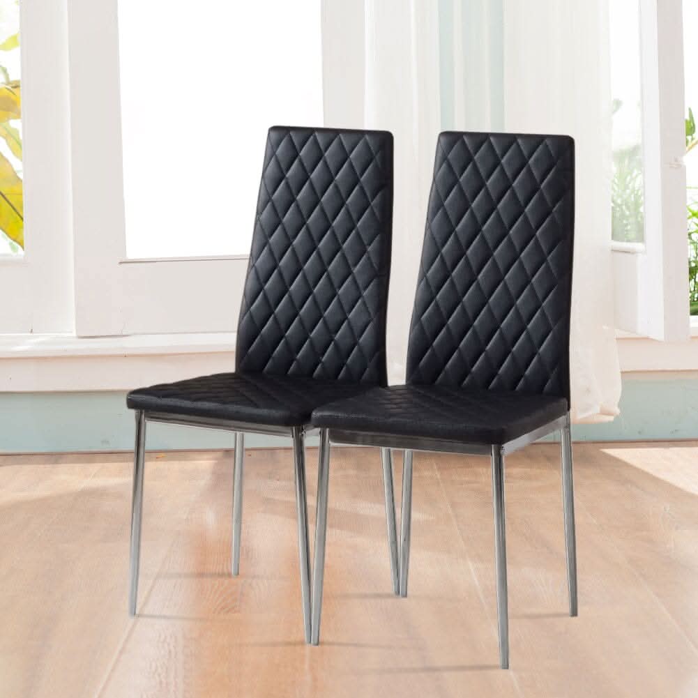 Black/Grey/Beige PVC High Back Modern Dining Chairs Set of 2 / 4