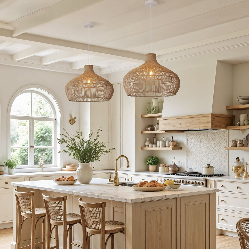 Lightsin Cella-Handwoven Gourd Shaped Rattan Pendant Light