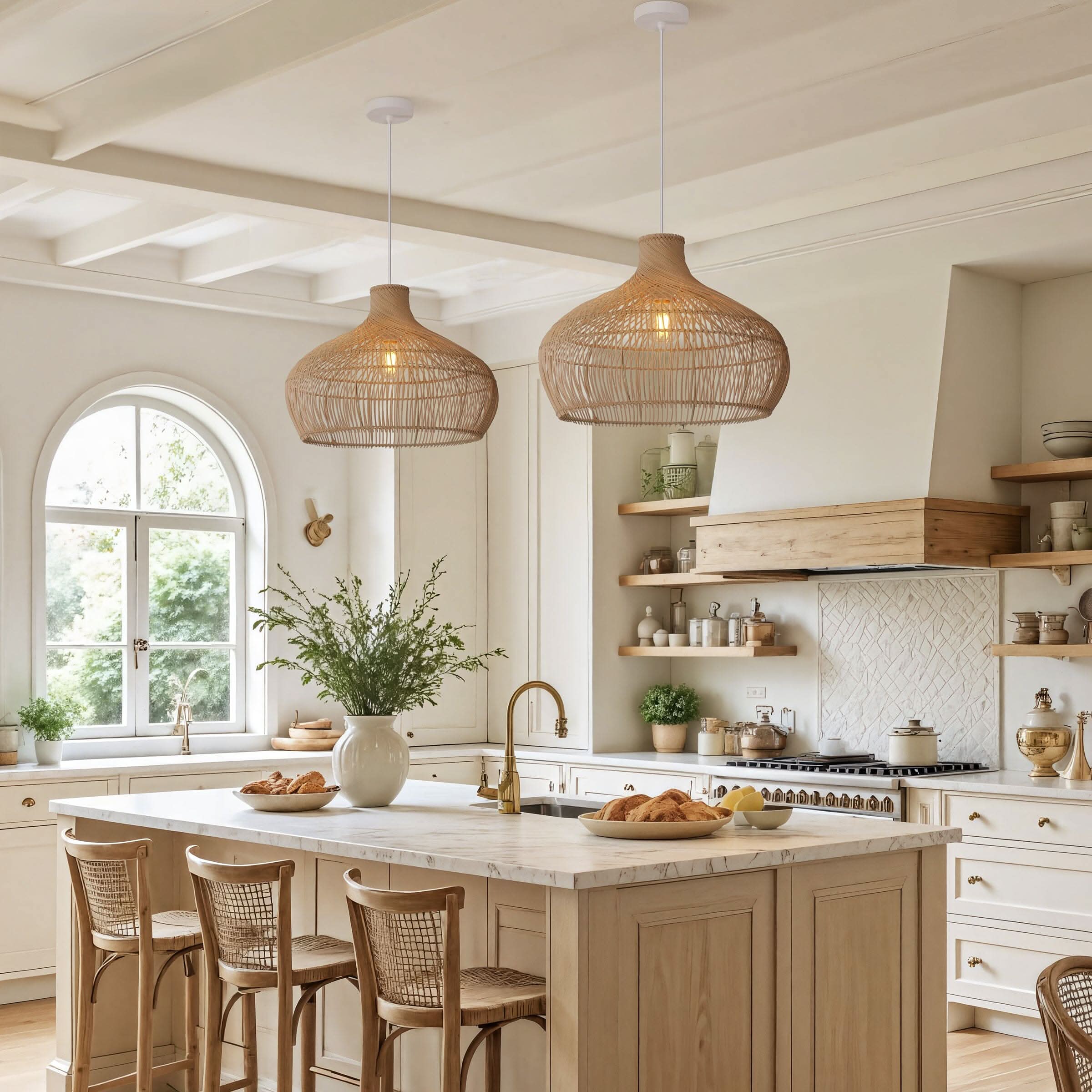 Lightsin Cella-Handwoven Gourd Shaped Rattan Pendant Light
