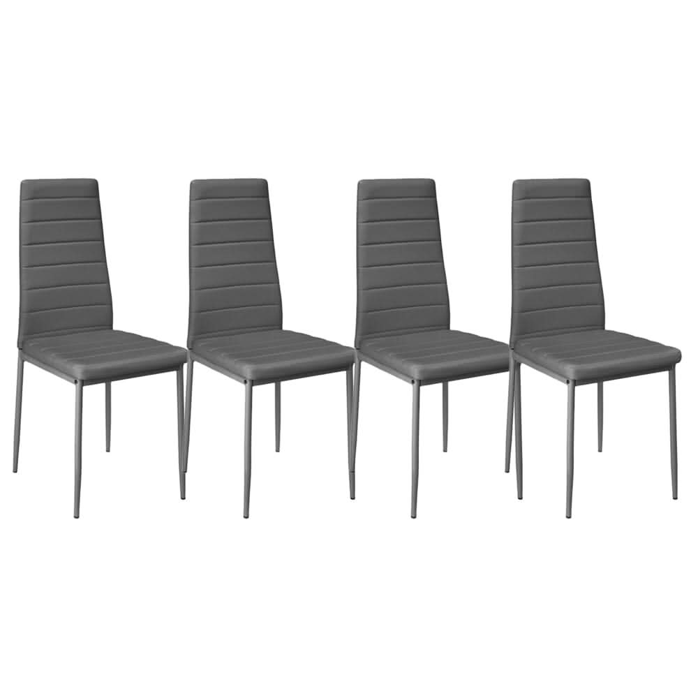 Set of 4 Leather Upholstered Dining Chairs with Metal Legs