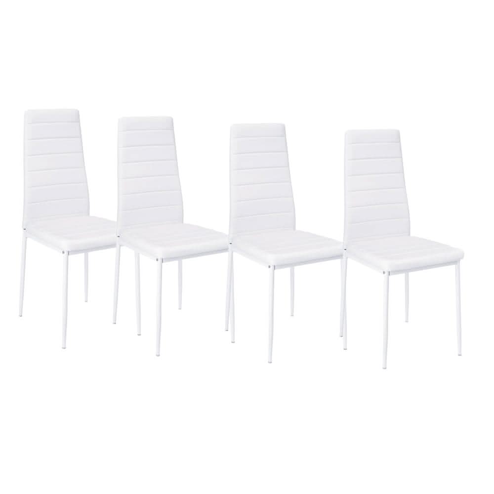Set of 4 Leather Upholstered Dining Chairs with Metal Legs