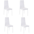 Set of 4 Leather Upholstered Dining Chairs with Metal Legs