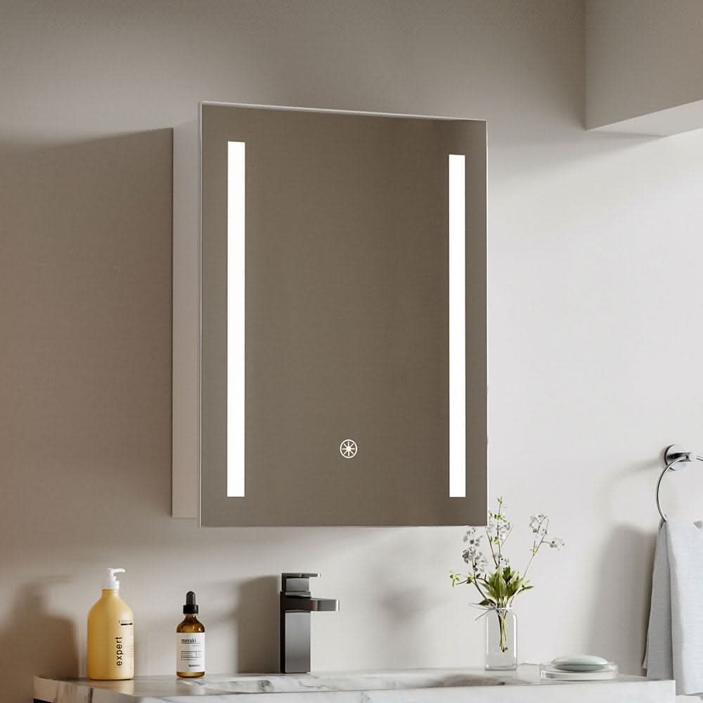 70cm Height Modern LED Illuminated Bathroom Mirror Cabinet with Socket