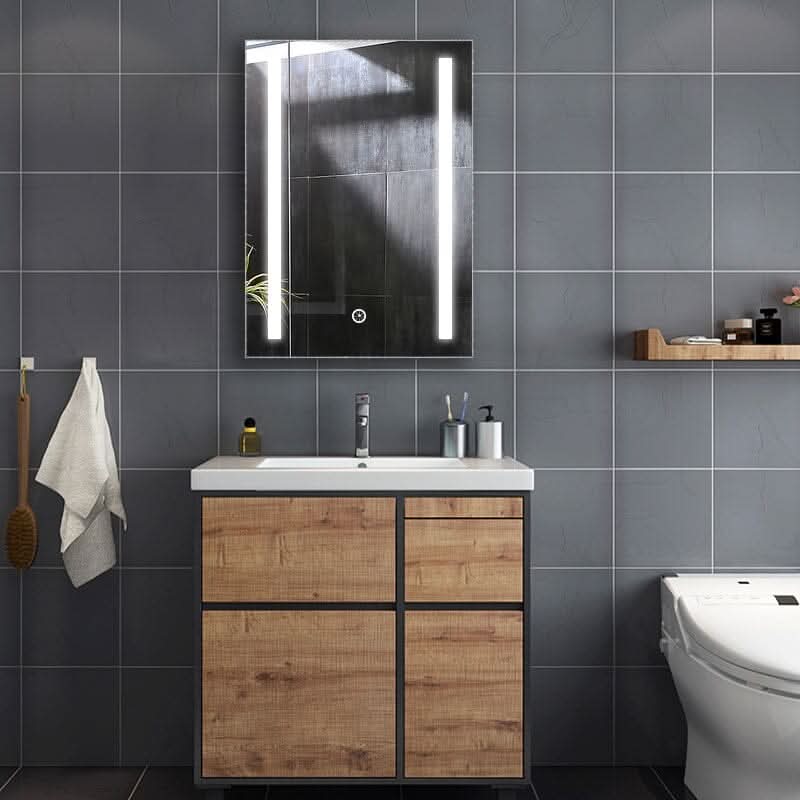 70cm Height Modern LED Illuminated Bathroom Mirror Cabinet with Socket