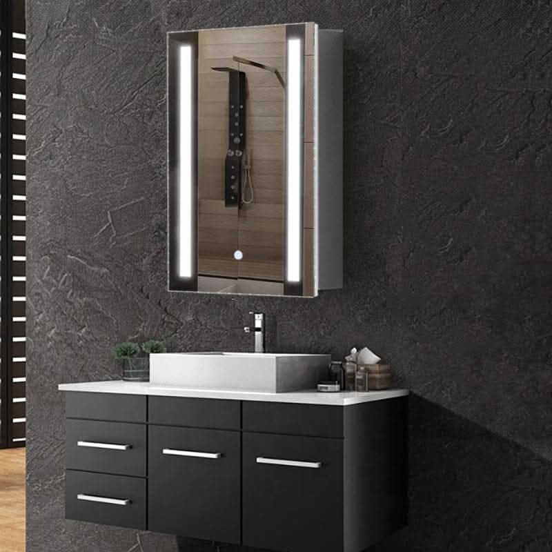 70cm Height Modern LED Illuminated Bathroom Mirror Cabinet with Socket