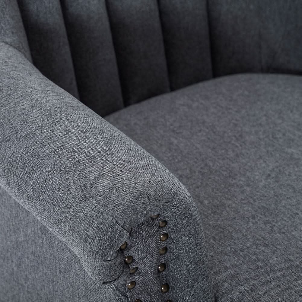 Vintage Linen Upholstered Wing Back Armchair