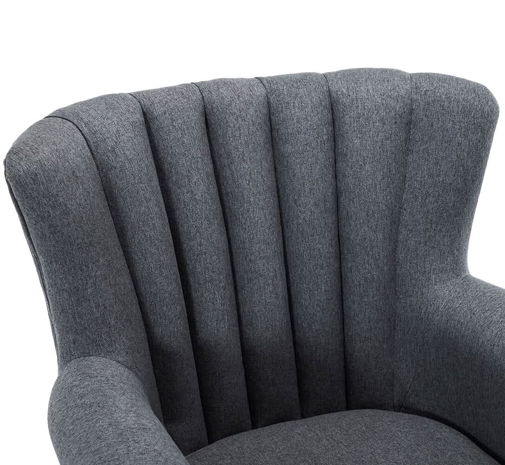 Vintage Linen Upholstered Wing Back Armchair