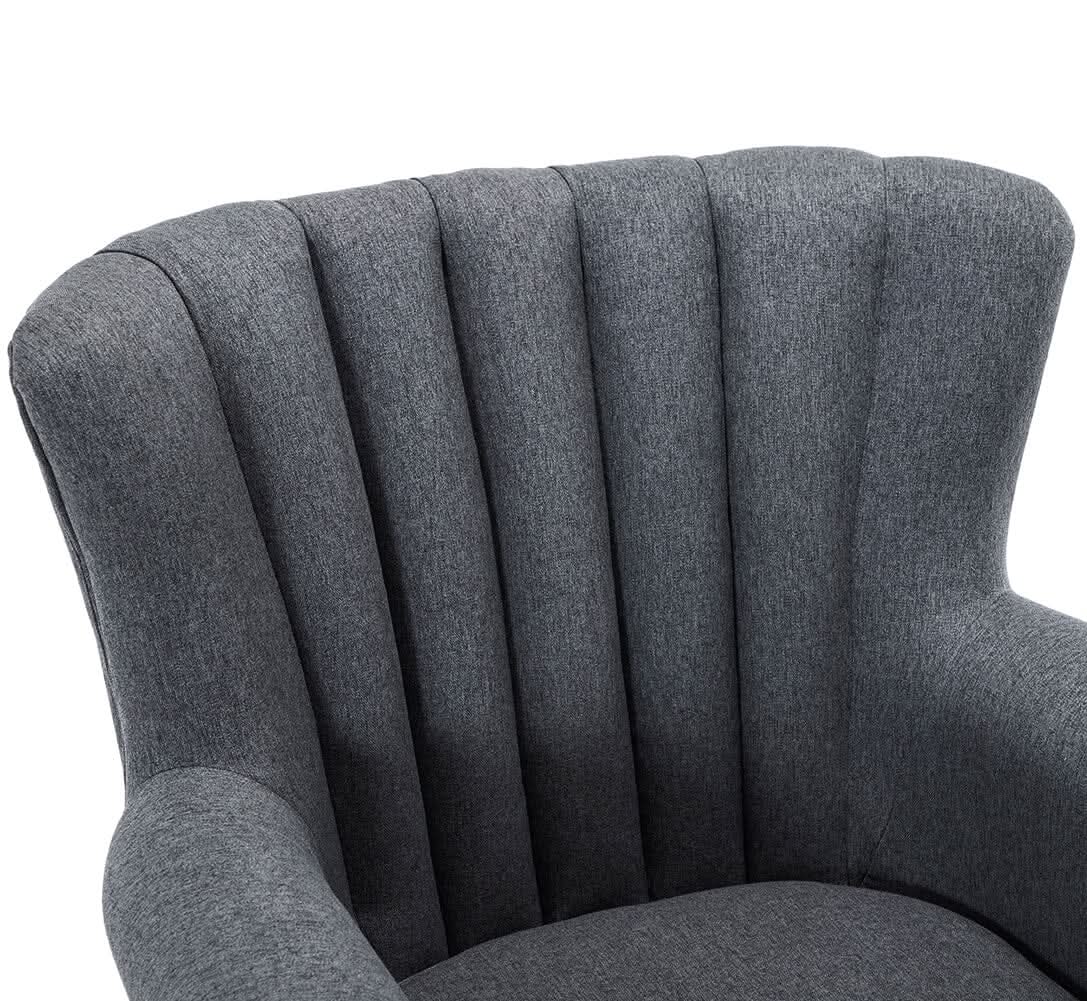 Vintage Linen Upholstered Wing Back Armchair