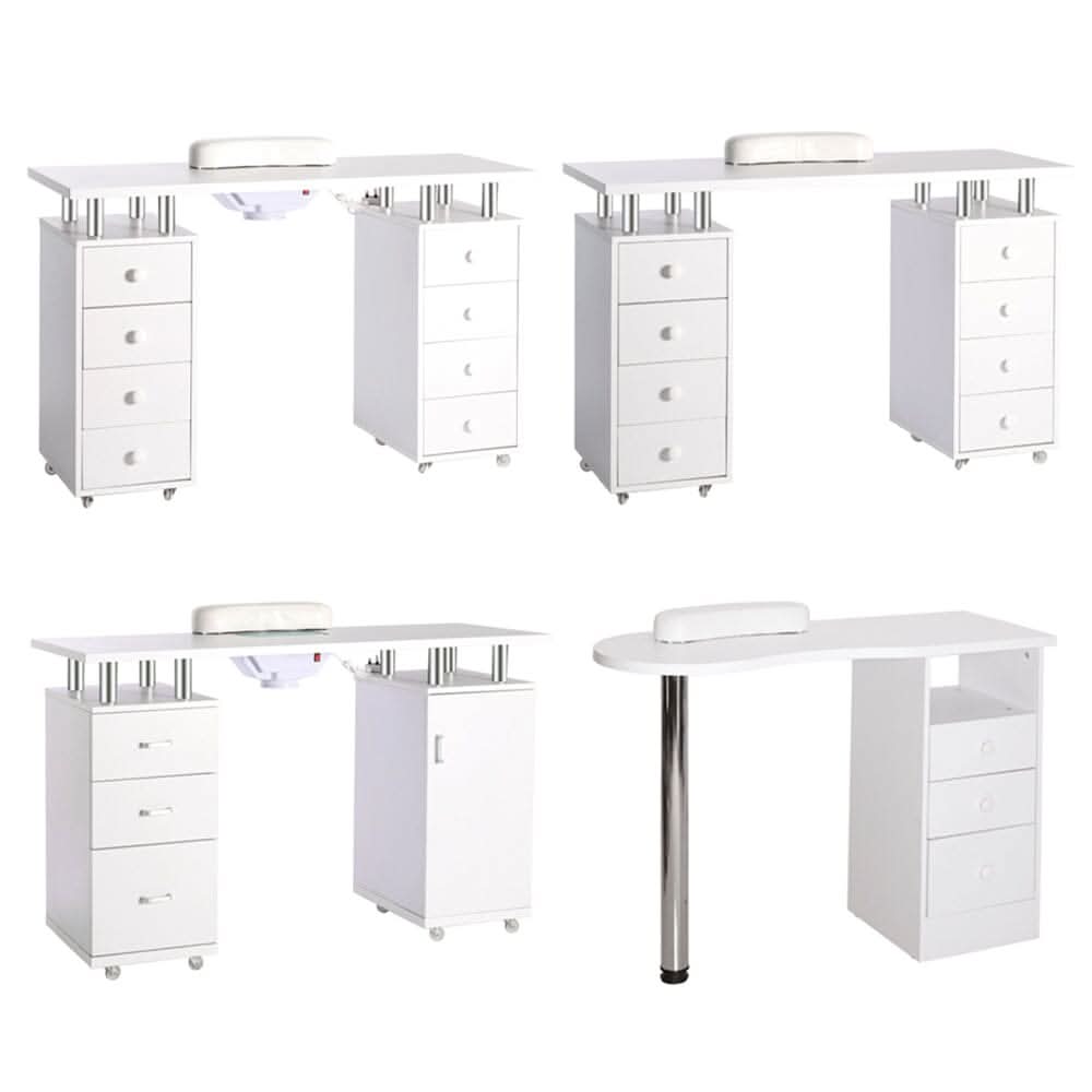 8-drawer Manicure Station Nail Beauty Table on Wheels for Salons