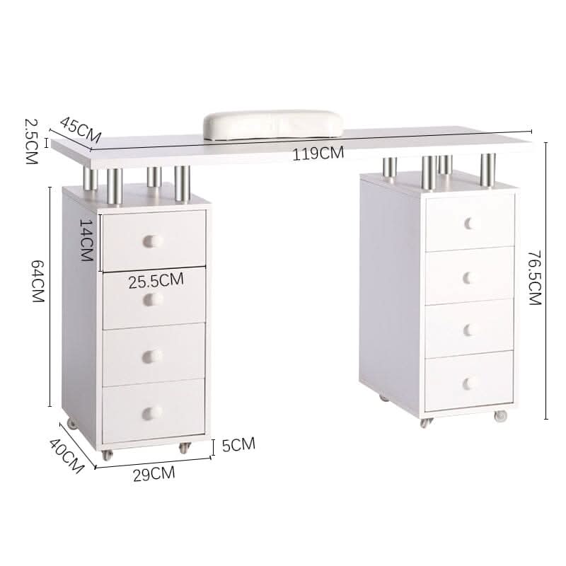 8-drawer Manicure Station Nail Beauty Table on Wheels for Salons