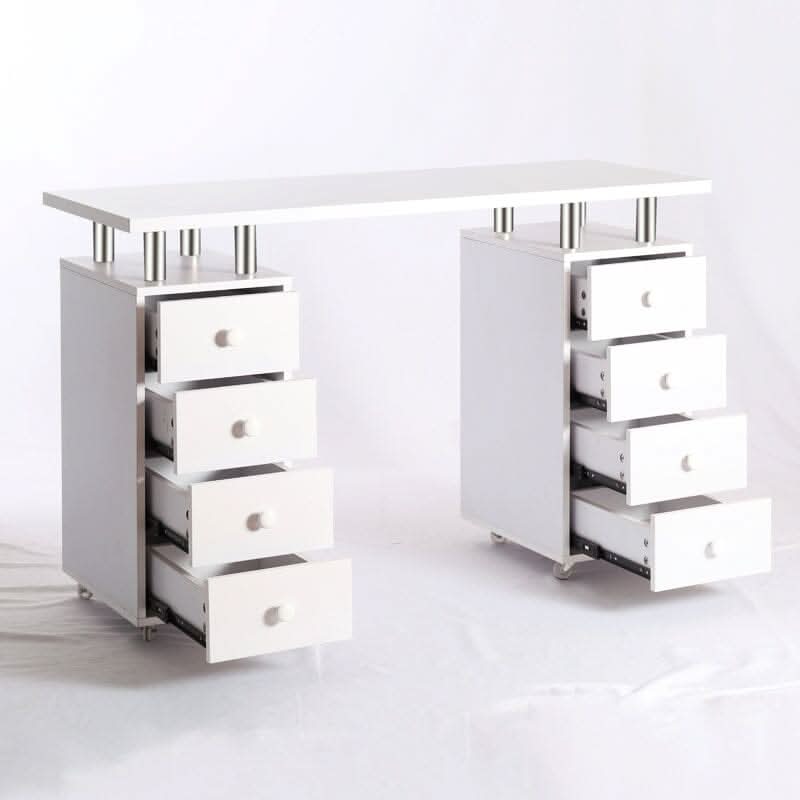 8-drawer Manicure Station Nail Beauty Table on Wheels for Salons