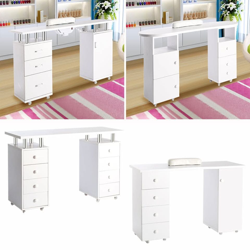 8-drawer Manicure Station Nail Beauty Table on Wheels for Salons
