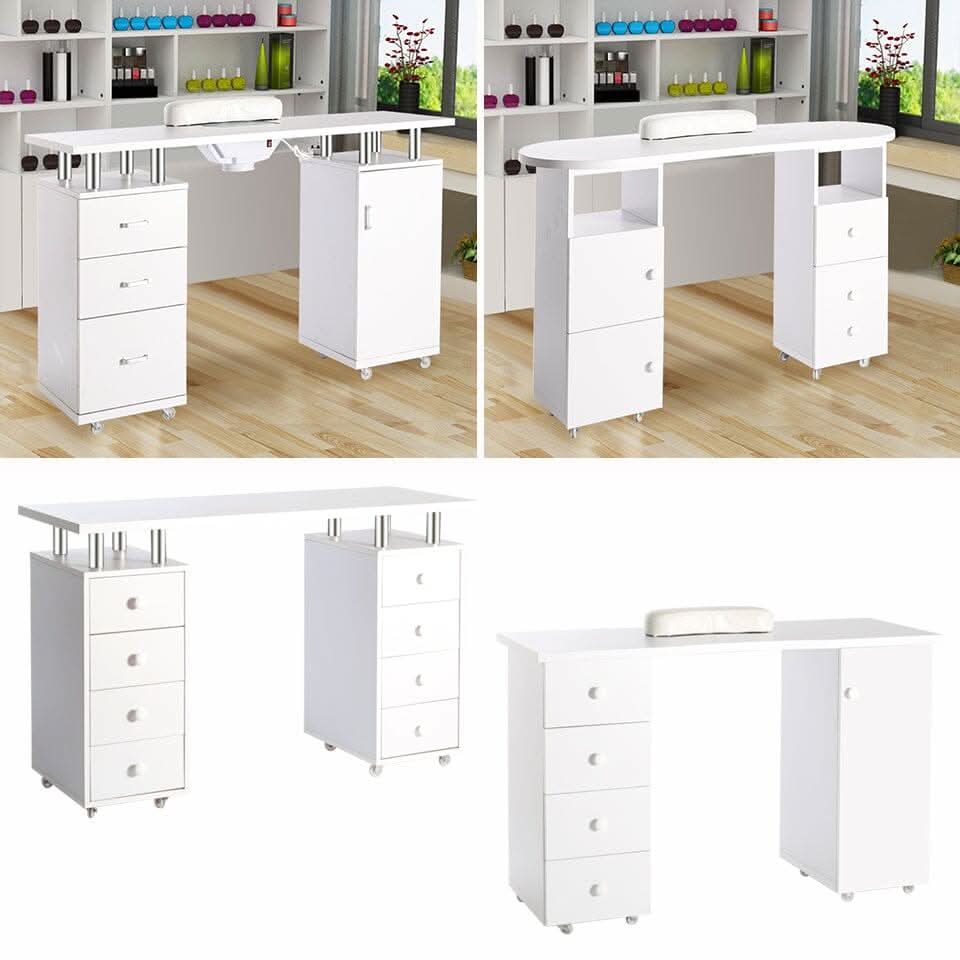 8-drawer Manicure Station Nail Beauty Table on Wheels for Salons