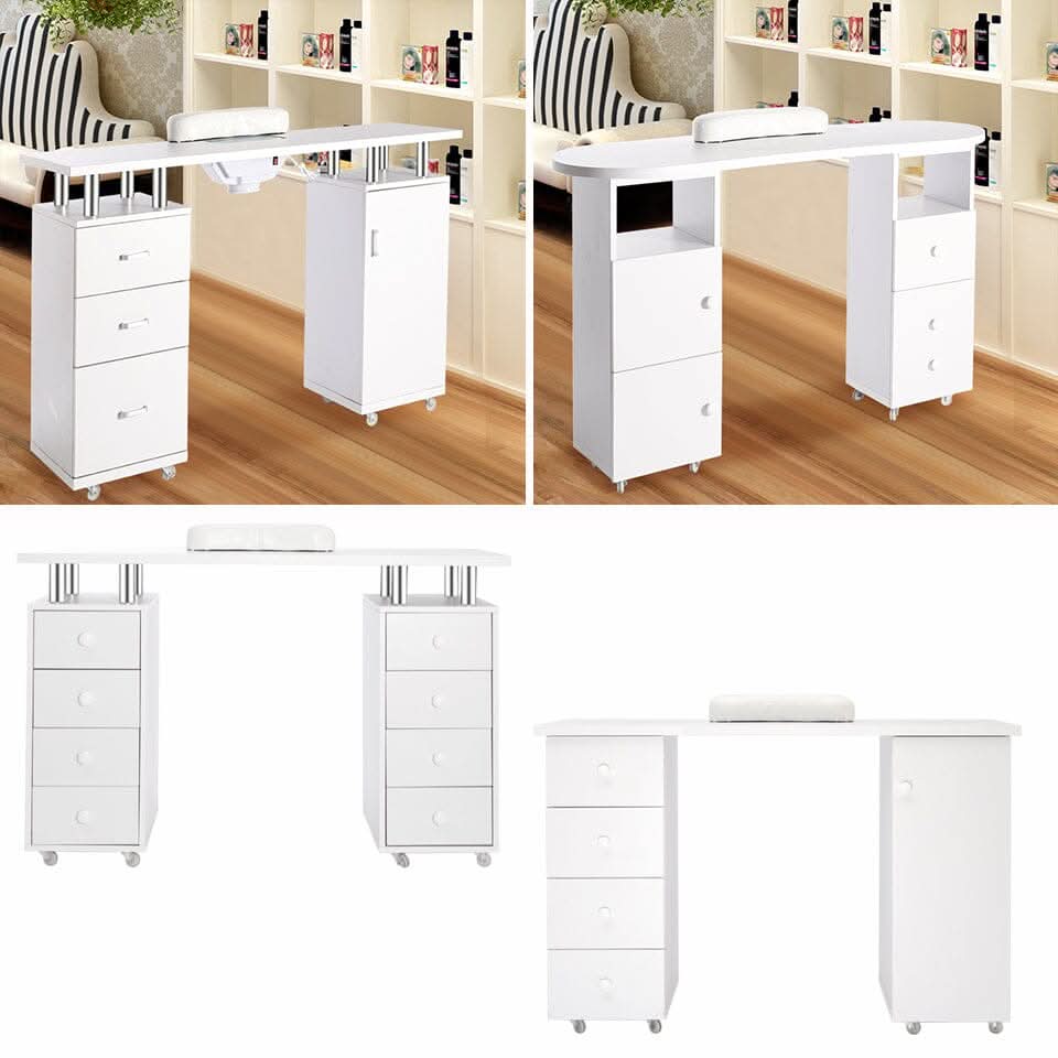 8-drawer Manicure Station Nail Beauty Table on Wheels for Salons