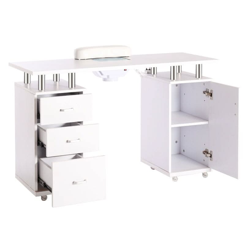 Professional Manicure Station Nail Table on Wheels with Dust Collector