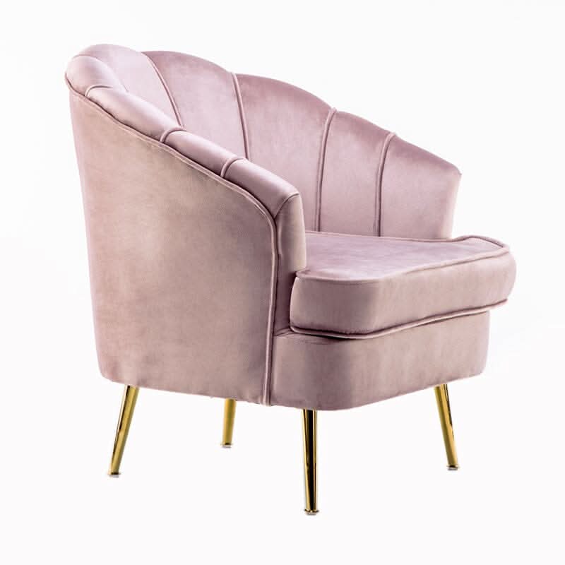 Velvet Noble Armchair with Gold Metal Legs