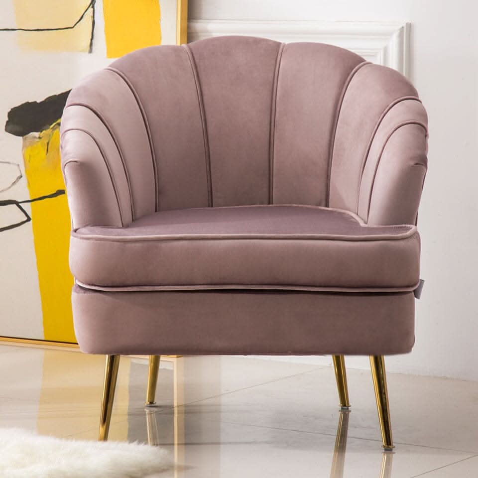 Velvet Noble Armchair with Gold Metal Legs