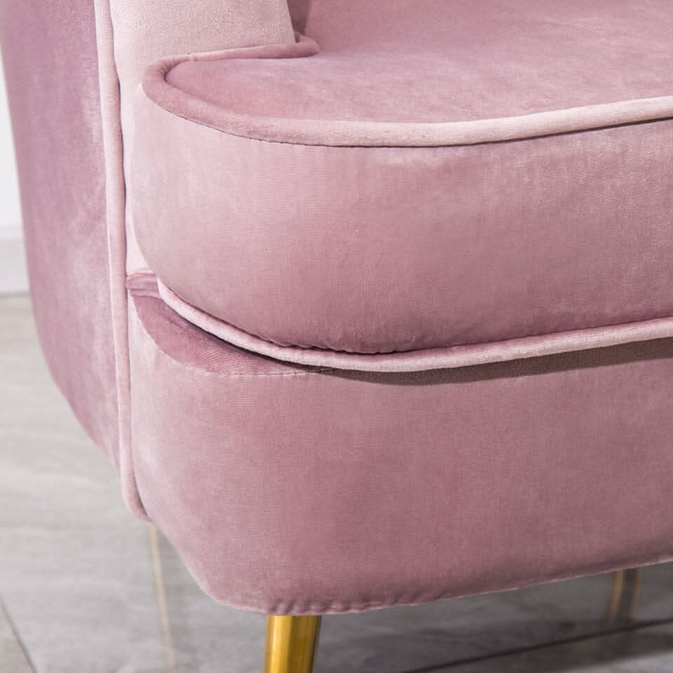 Velvet Noble Armchair with Gold Metal Legs
