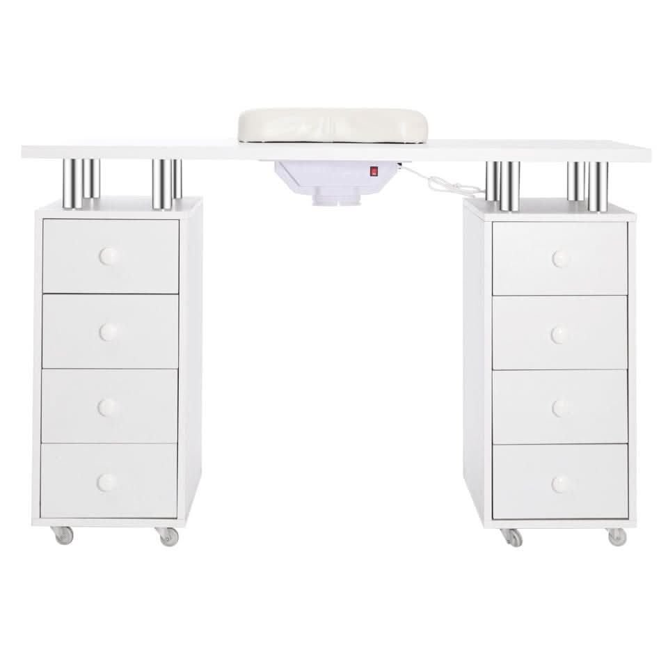 Professional 8-Drawer Manicure Table with Dust Collector and Wheels