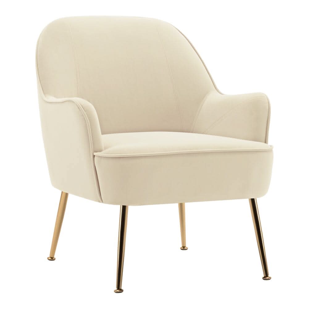 2ft Leisure Velvet Armchair with Gold-Plated Metal Legs