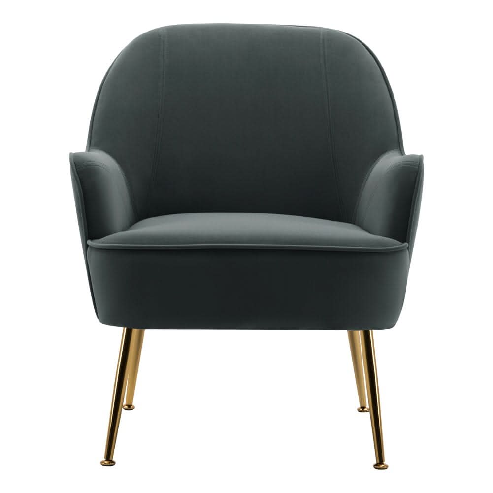2ft Leisure Velvet Armchair with Gold-Plated Metal Legs