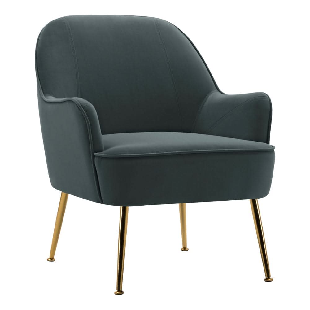 2ft Leisure Velvet Armchair with Gold-Plated Metal Legs