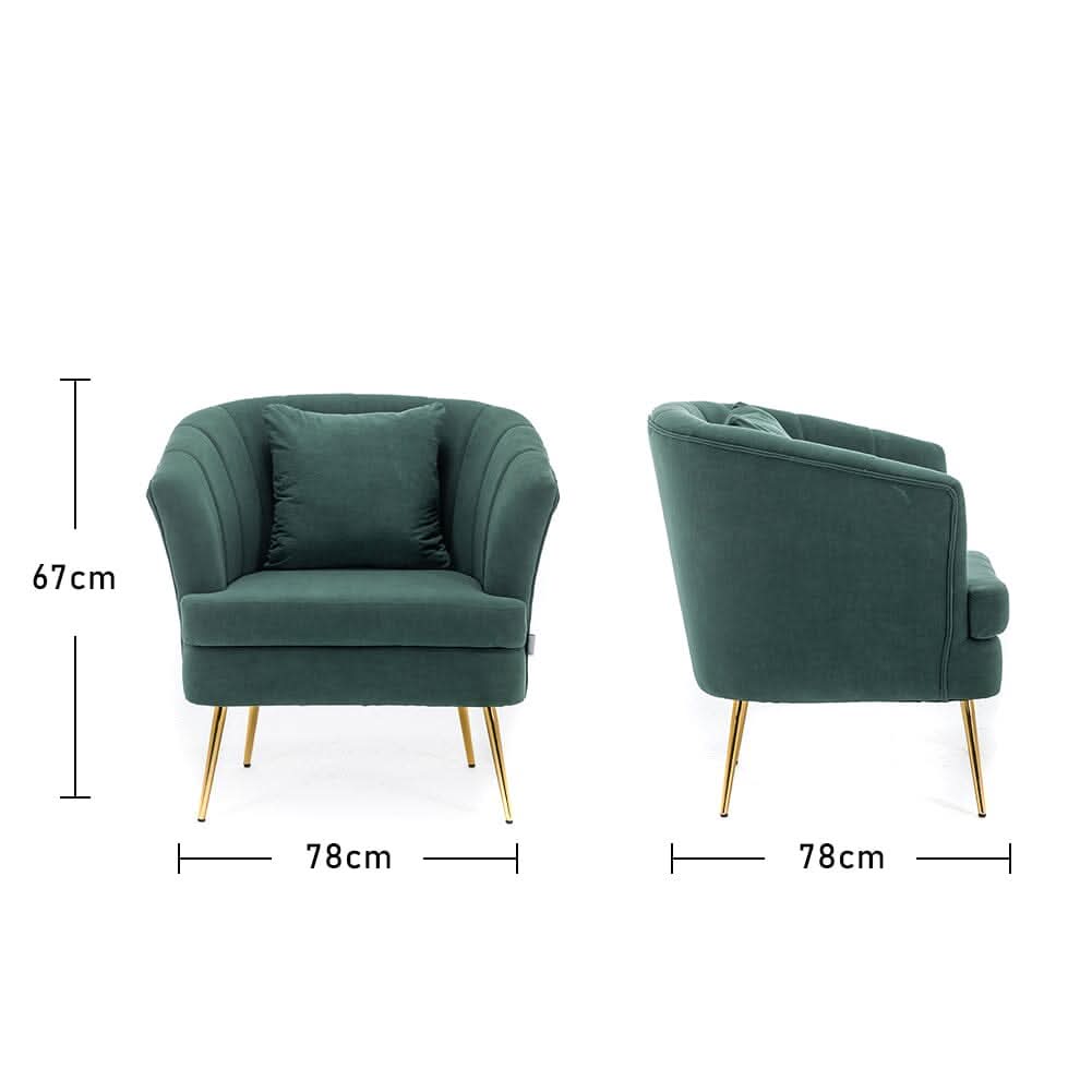 Premium Single Armchair with Gold Metal Legs