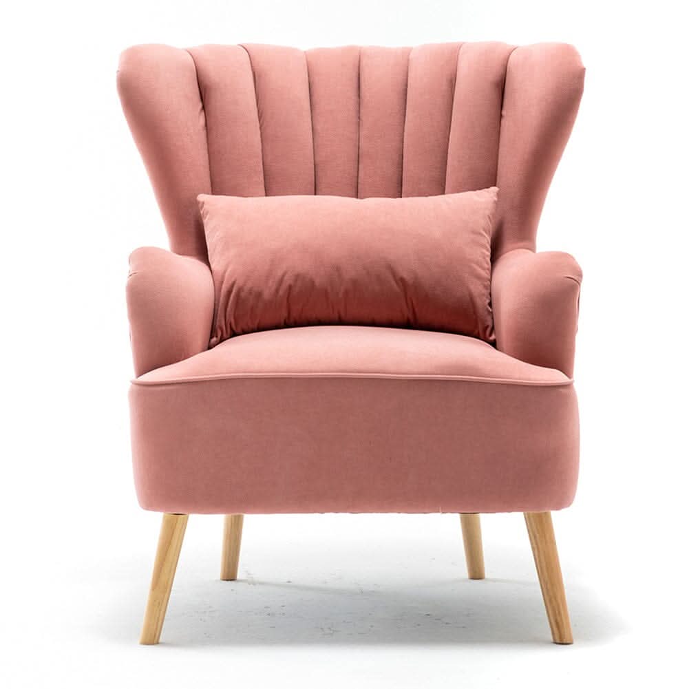 48cm W Occasion Frosted Velvet Wingback Armchair and Footstool