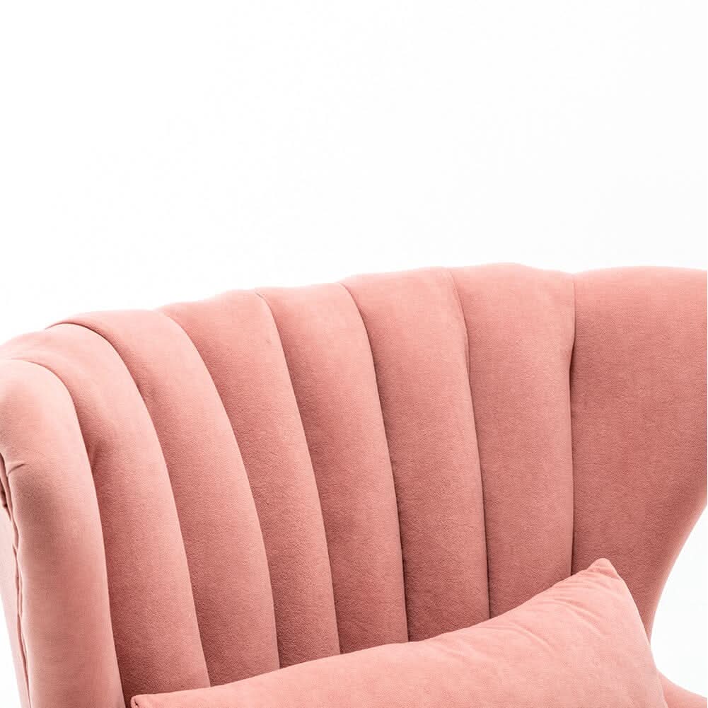 48cm W Occasion Frosted Velvet Wingback Armchair and Footstool