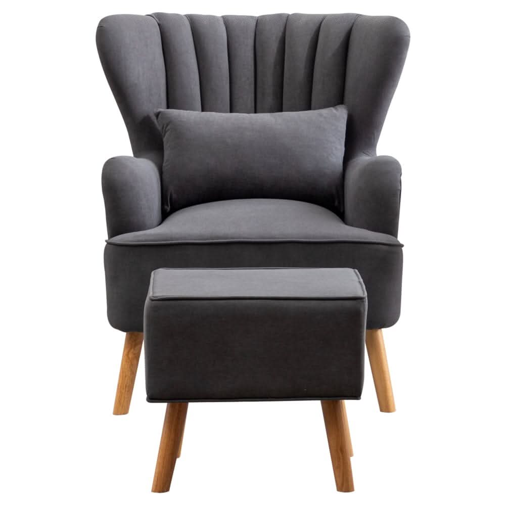 48cm W Occasion Frosted Velvet Wingback Armchair and Footstool