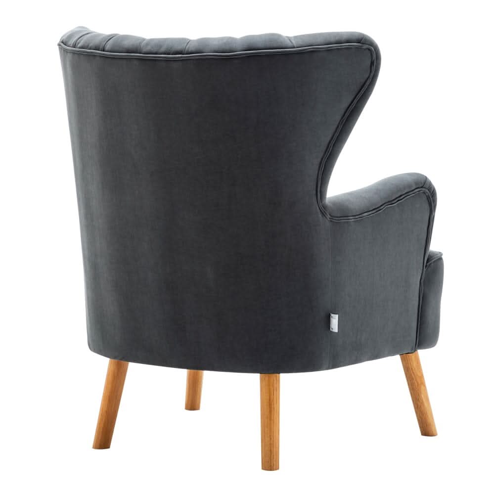 48cm W Occasion Frosted Velvet Wingback Armchair and Footstool