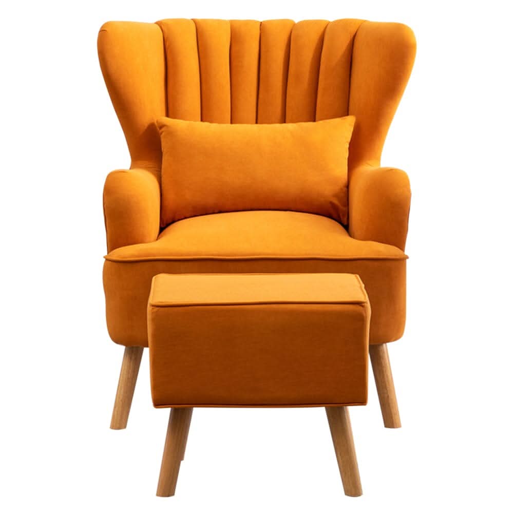 48cm W Occasion Frosted Velvet Wingback Armchair and Footstool