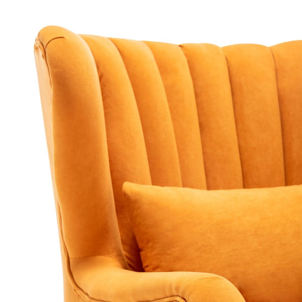 48cm W Occasion Frosted Velvet Wingback Armchair and Footstool