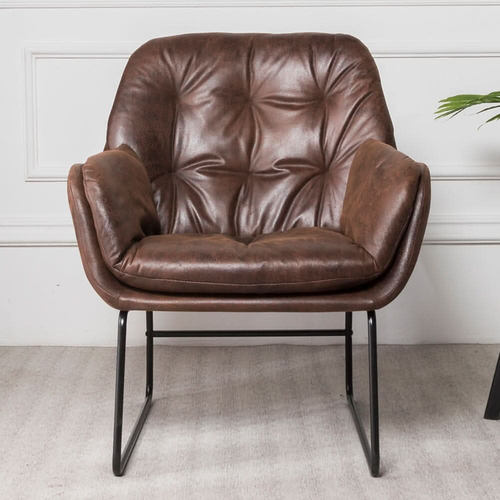 Contemporary Metal Legs Tufted Leisure Armchair