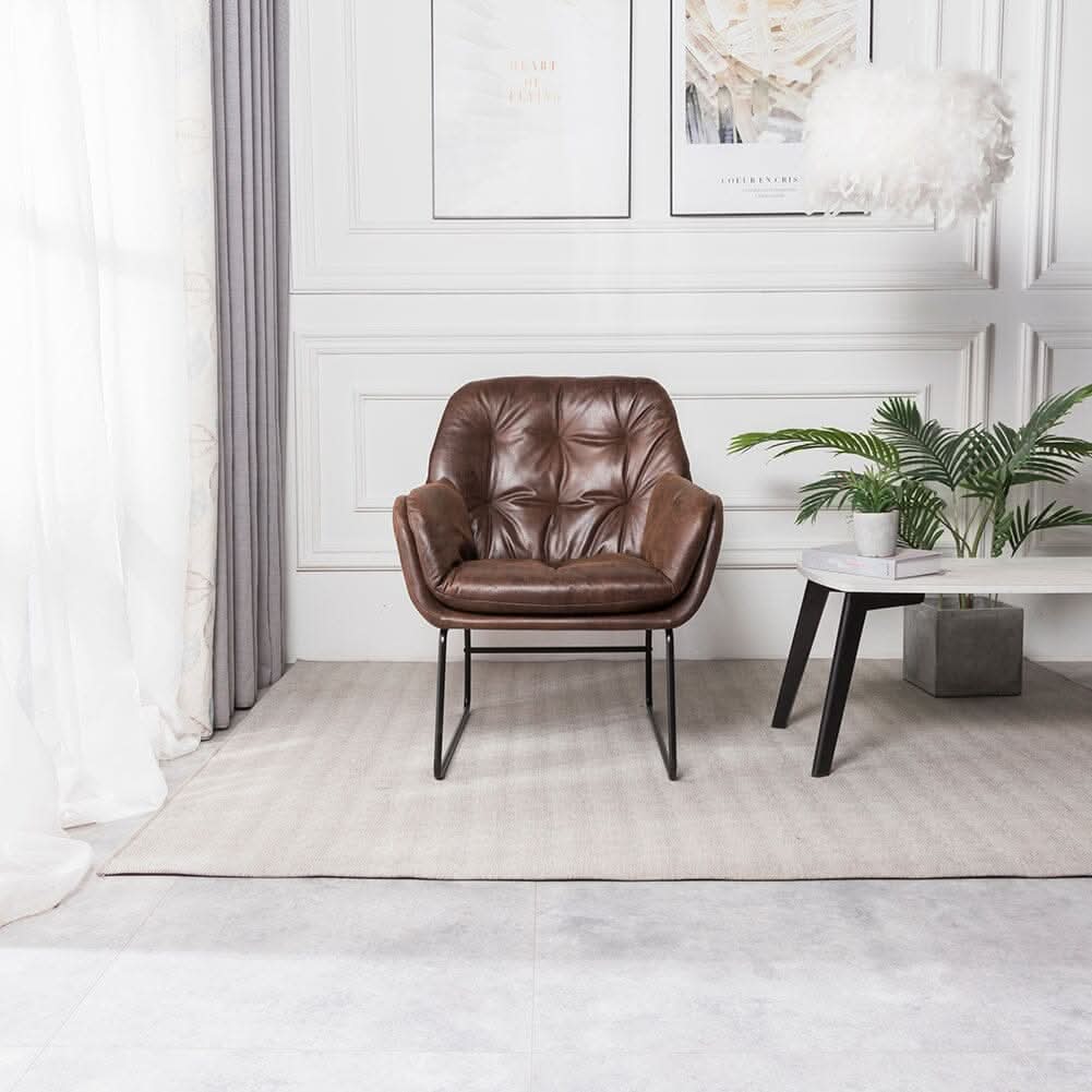 Contemporary Metal Legs Tufted Leisure Armchair