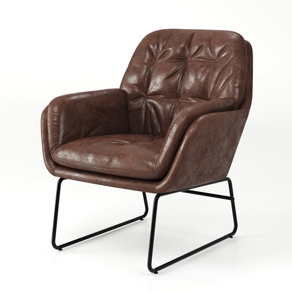 75cm Wide Faux Leather Armchair Double Layer Padded Occasional Chair